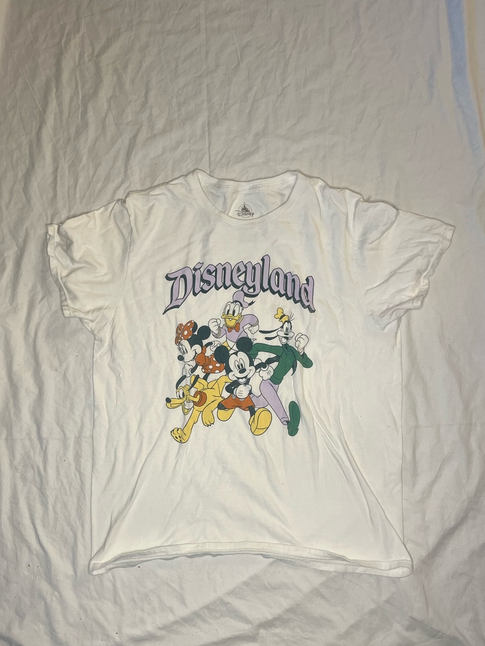 Disney White Tee Size L  with Colorful Classic Disney Character Group